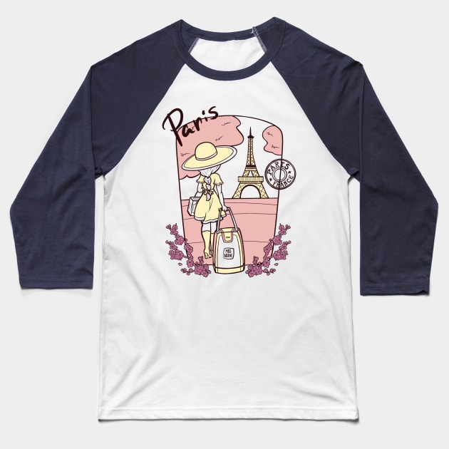 Paris France Travel Baseball T-Shirt by Miss_Akane